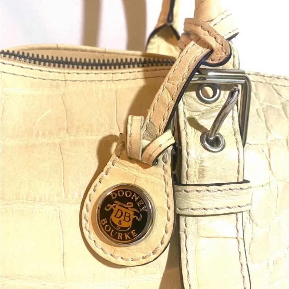 Dooney bourke Cream Croc-Embossed leather satchel Handbag